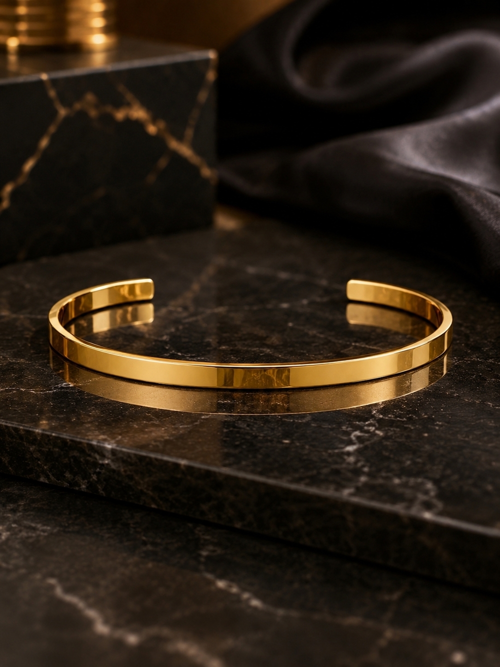 Slim Gold Cuff Bracelet - Picture 2 of 3